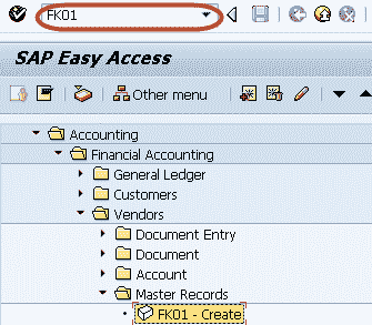 How to Create One Time Vendor FK01 in SAP