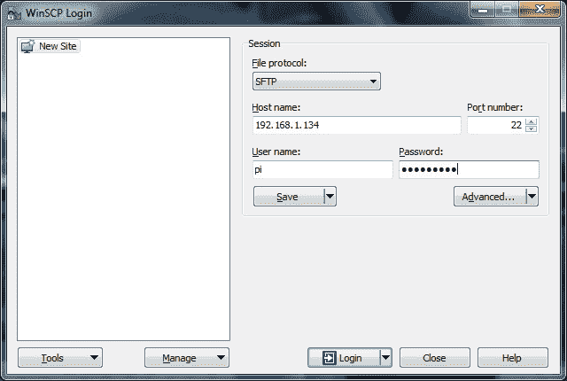 winscp-raspberry