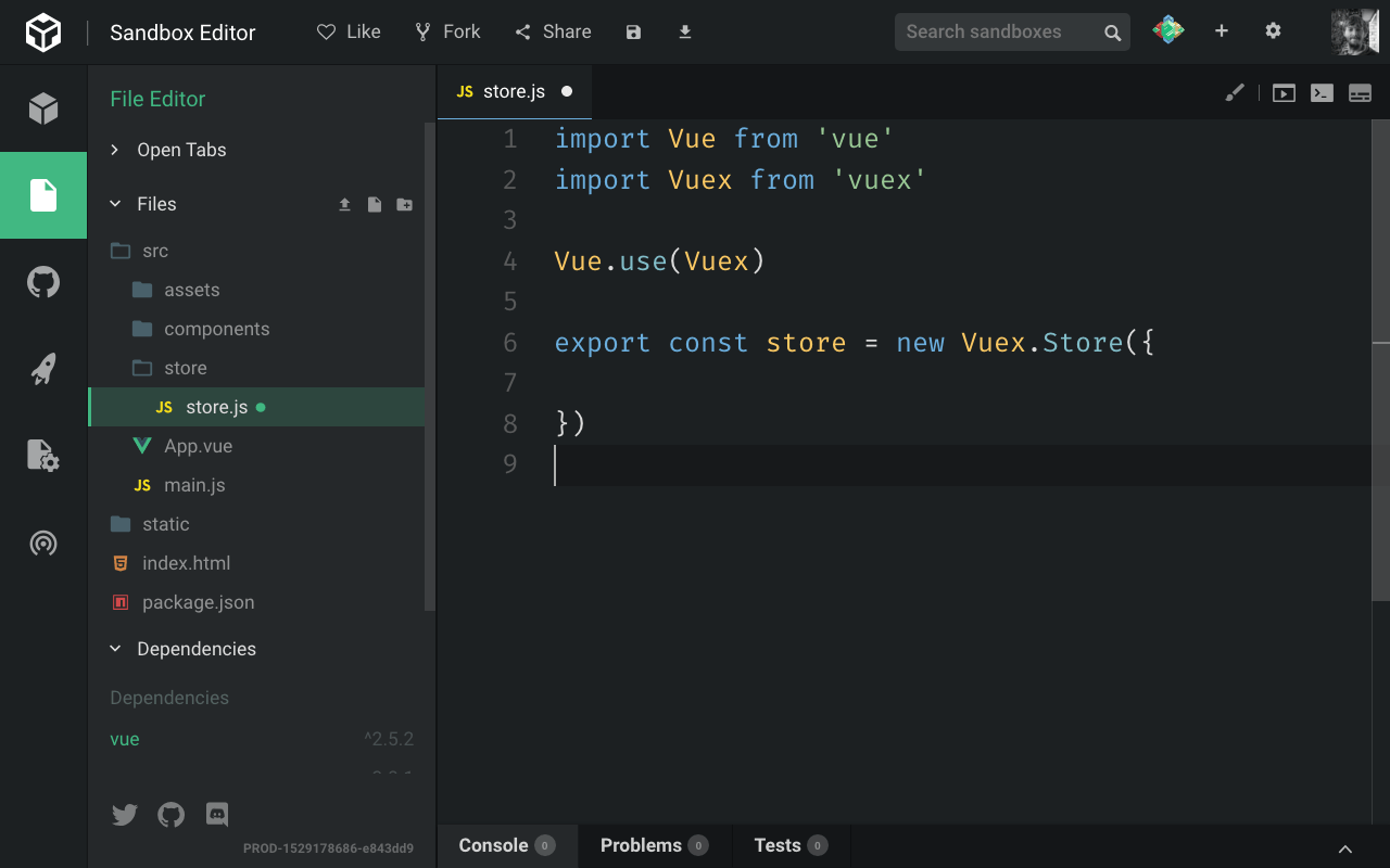 Vuex store