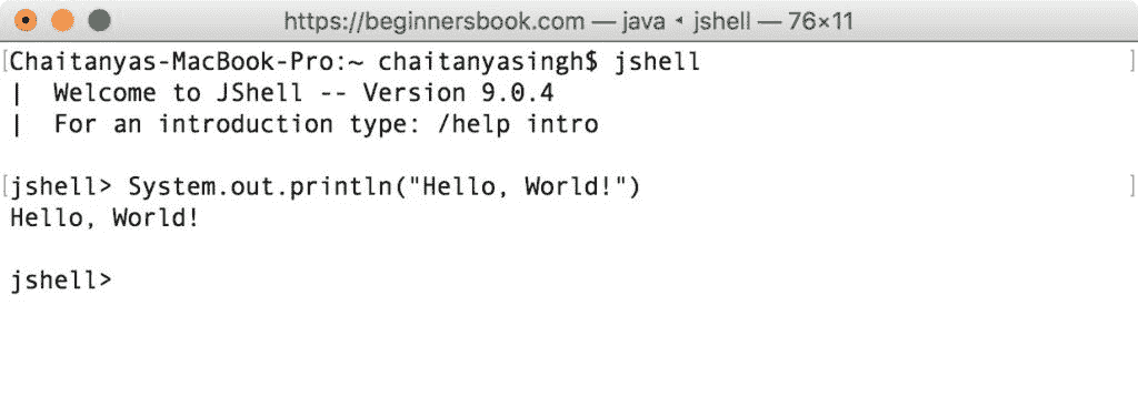 JShell - Java Shell Hello World