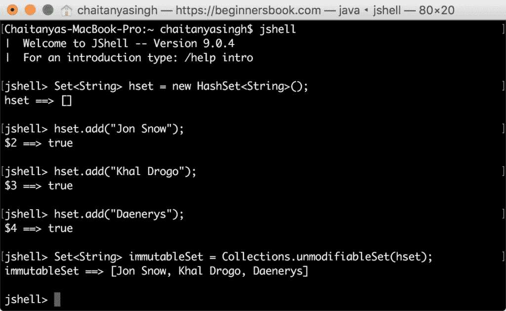 Non Empty immutable Set before java 9