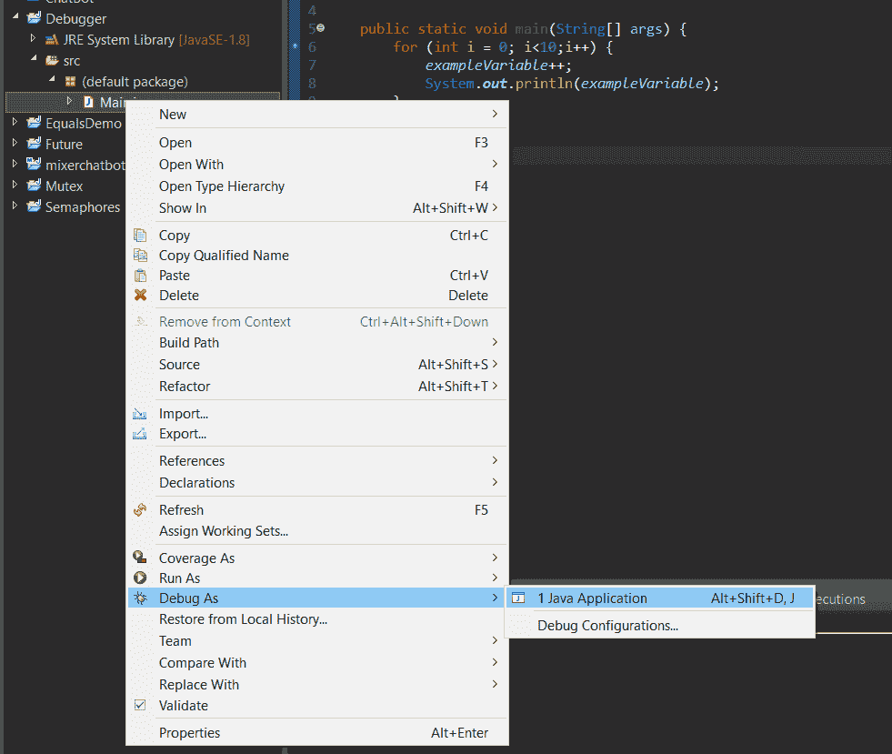 Debug As