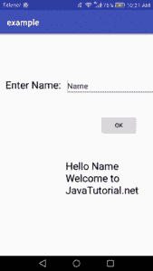 App running on Android device