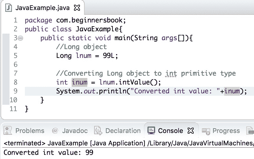 Java long object to int primitive type