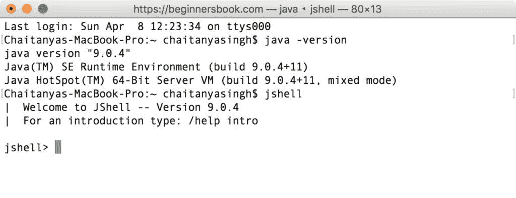 Starting JShell on your System