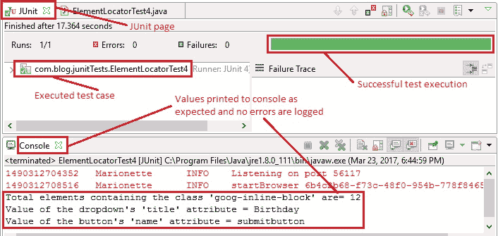 xpath console output