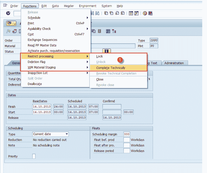 Production Order in SAP: CO01, MD16, CO02, CO15