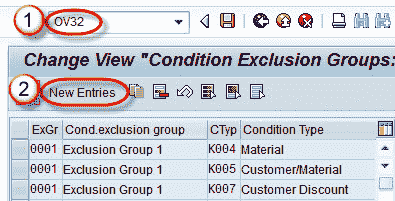 Condition Exclusion Group in SAP using Tcode OV31