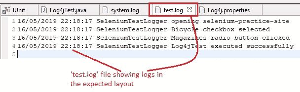 Generated Test.log file