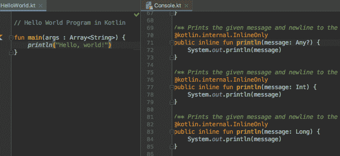 console.kt declaration file in Kotlin