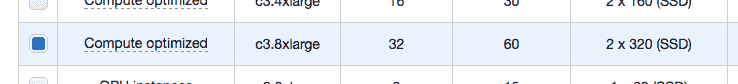 Select the c3.8xlarge Instance Type