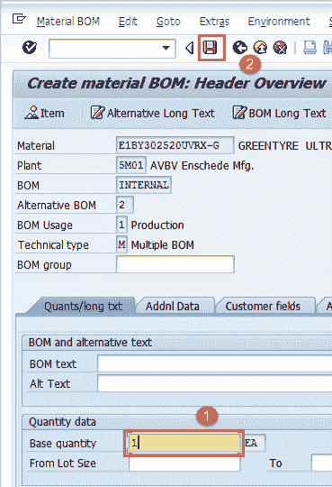 Bill of Material (BoM) in SAP PP: Create, Change, Display