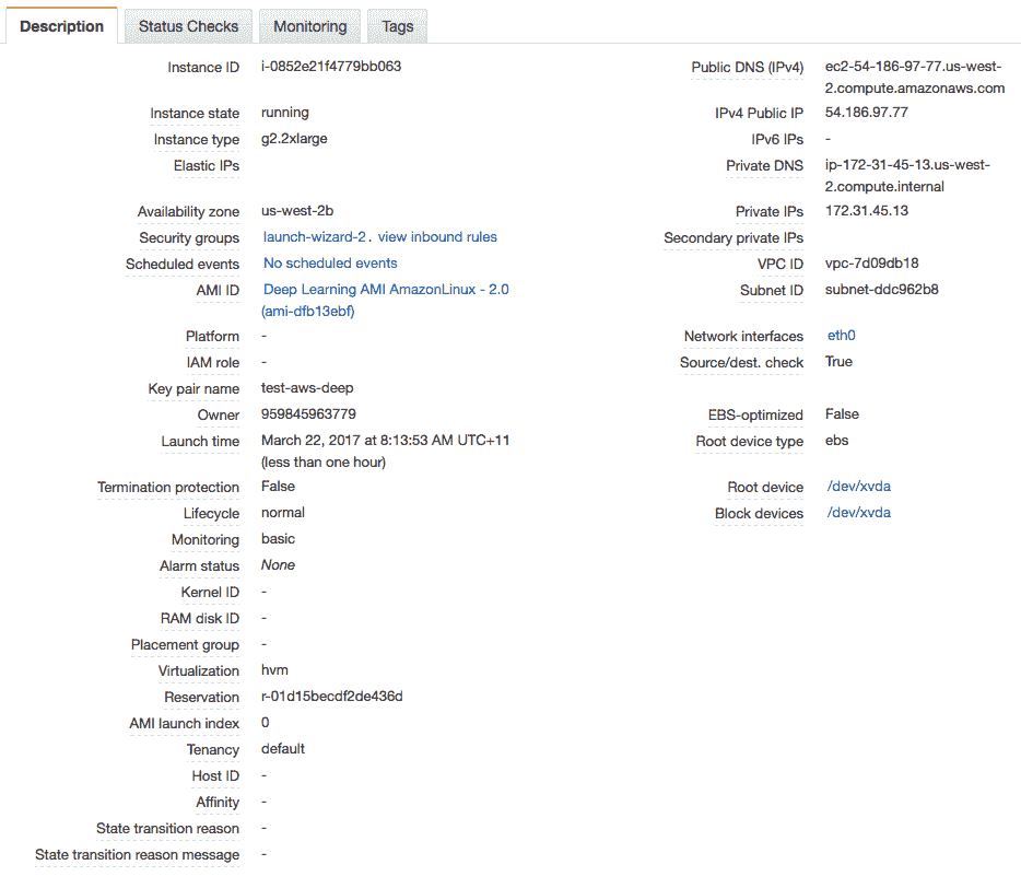 Deep Learning AMI Status