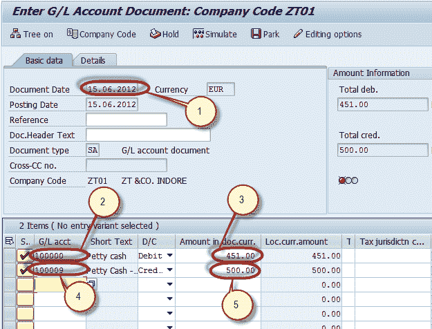 G/L Document Tutorial: Park, Hold, Posting with Refrence in SAP
