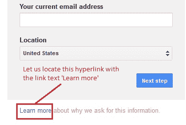 Locating by LinkText