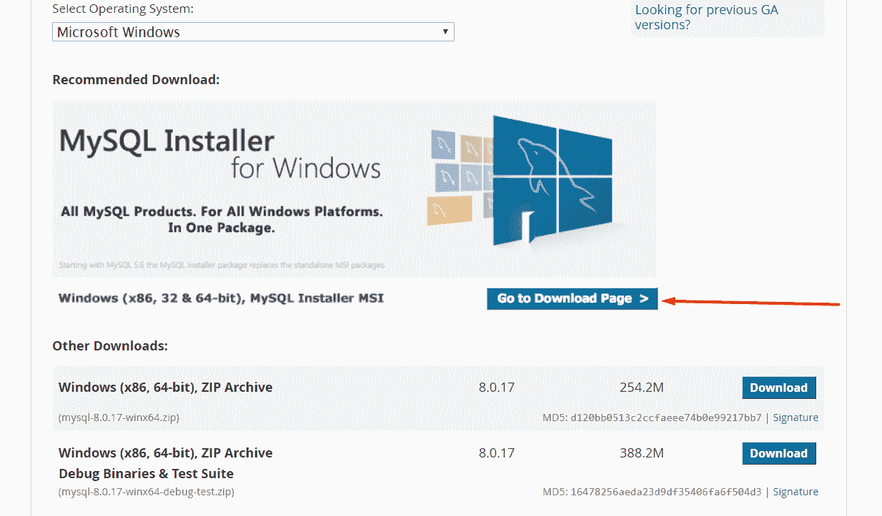 Download Page MySQL