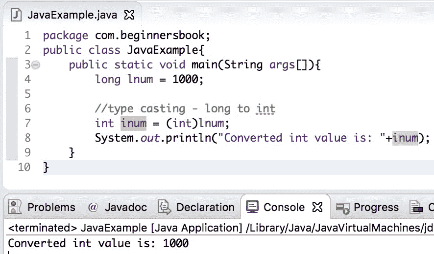 Java long to int example