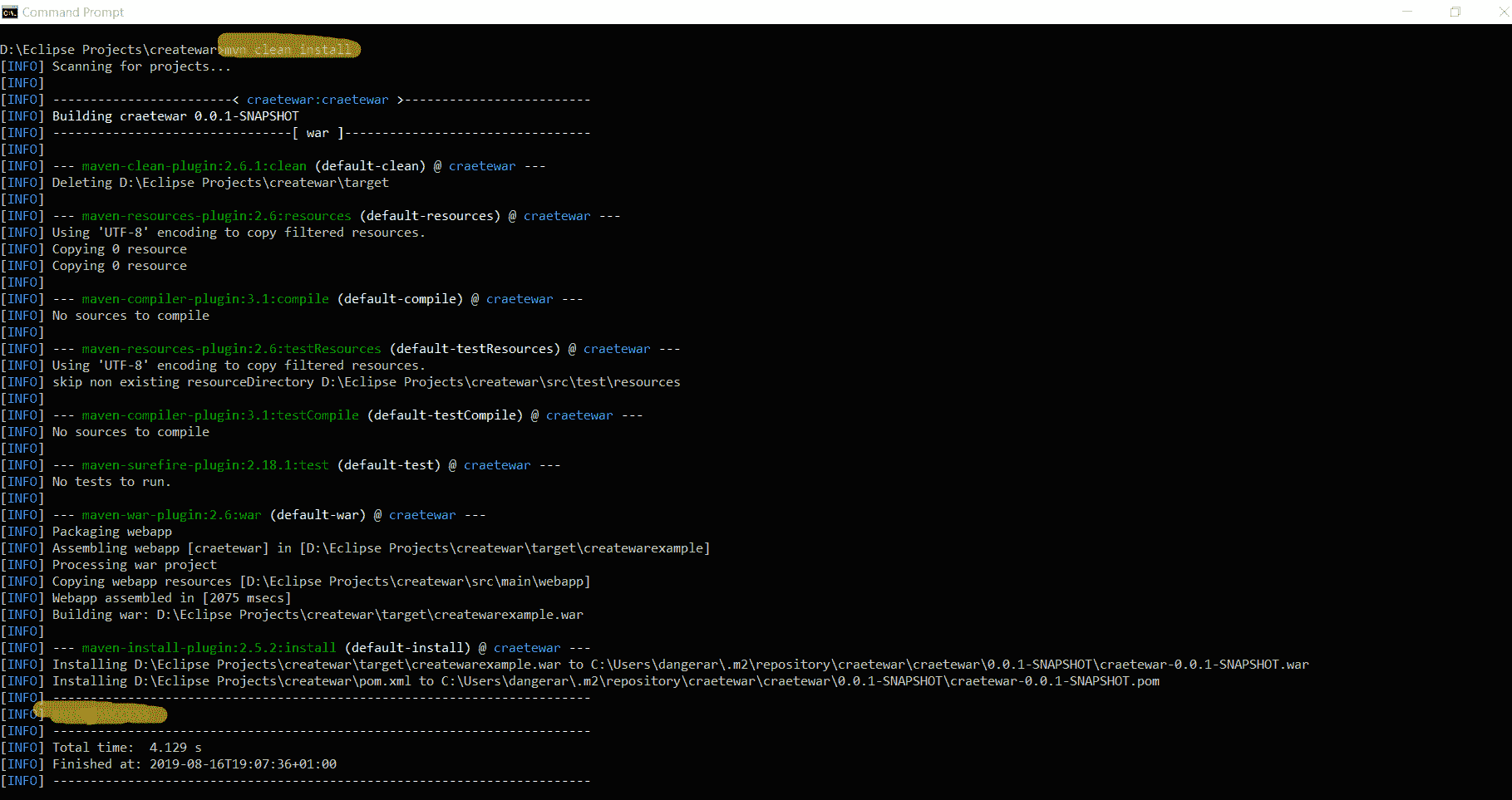 java maven clean install command cmd eclipse