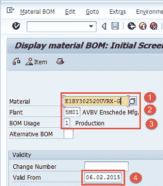 Bill of Material (BoM) in SAP PP: Create, Change, Display