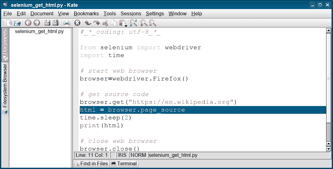 selenium get html