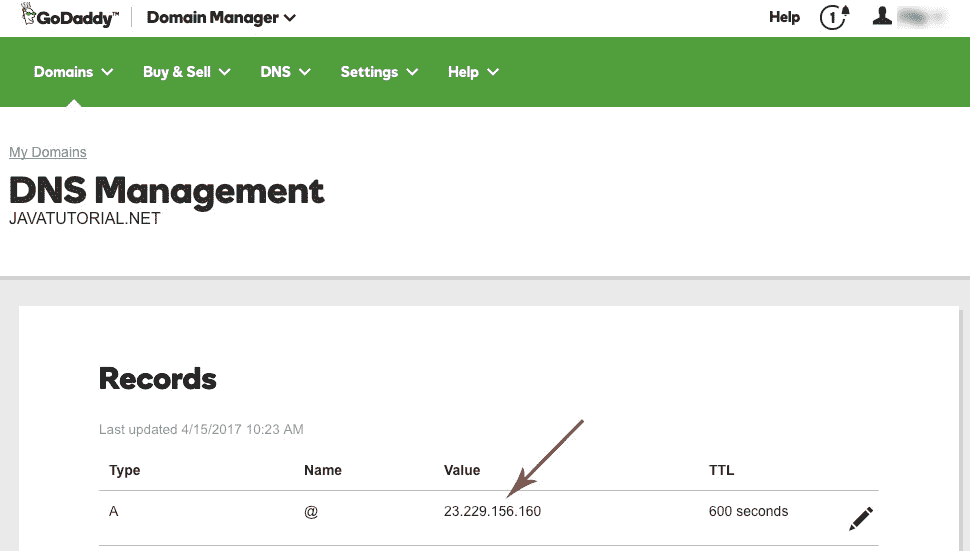 Change DNS A record