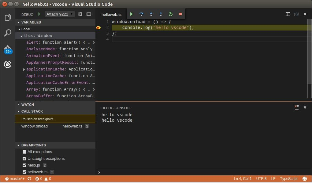 Debugging web pages in Visual Studio Code