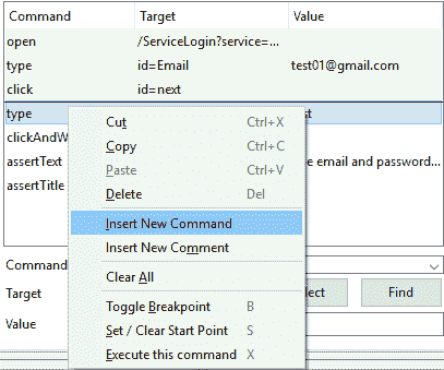 Insert new command