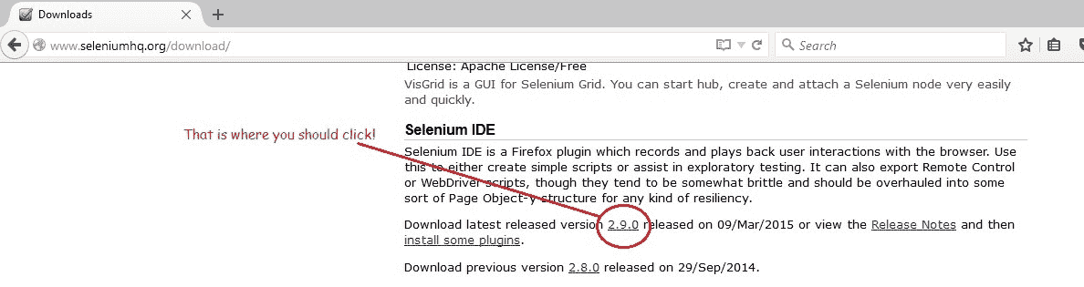 Selenium IDE download link