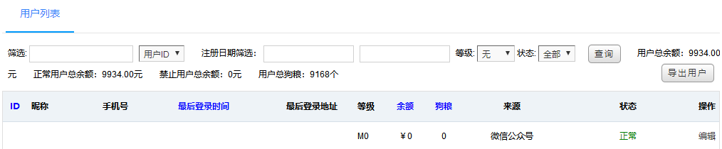 用户列表