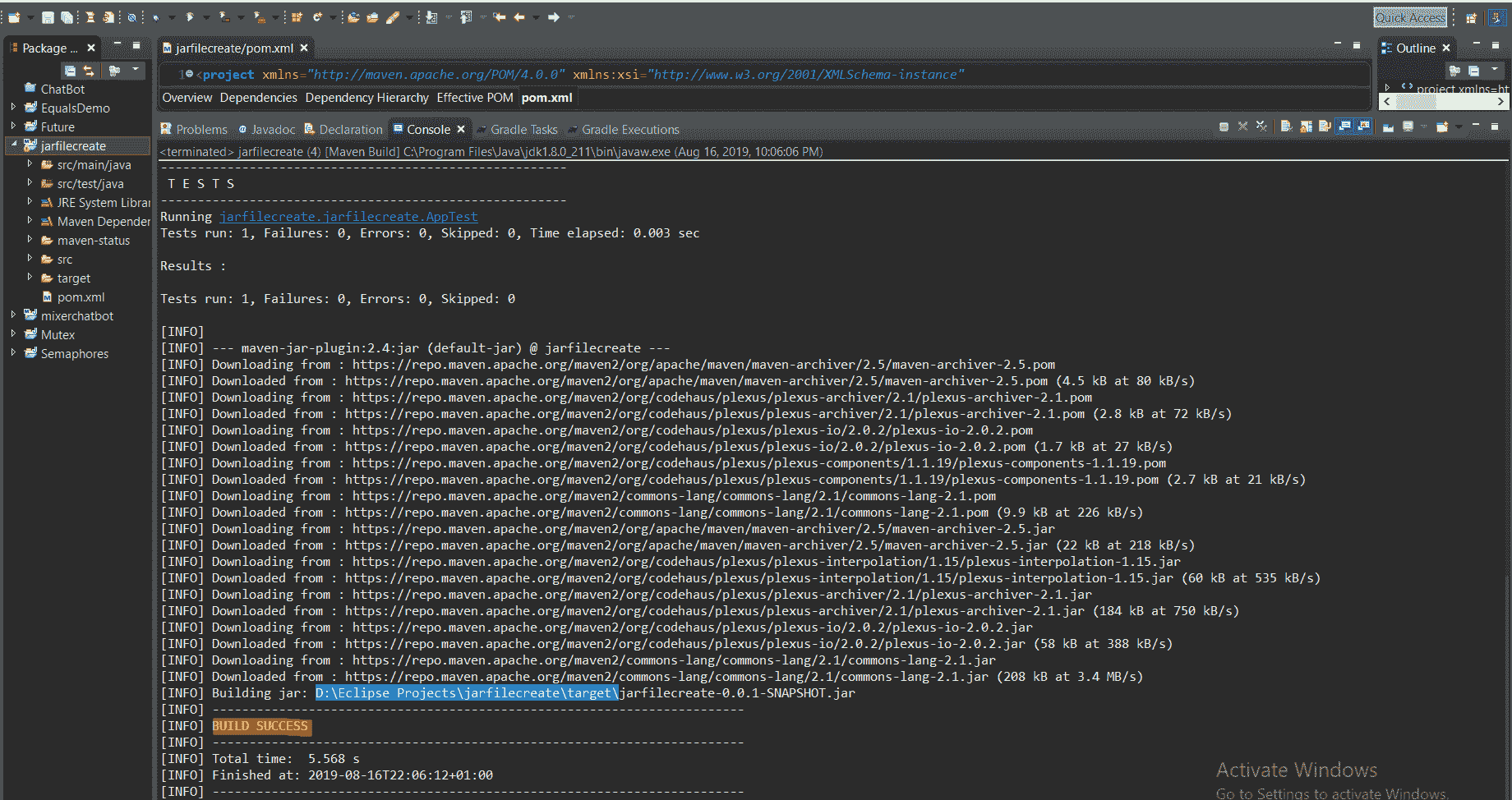 maven install jar create file java