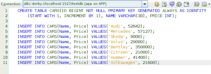 NetBeans Derby tool