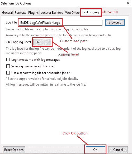 File logging settings
