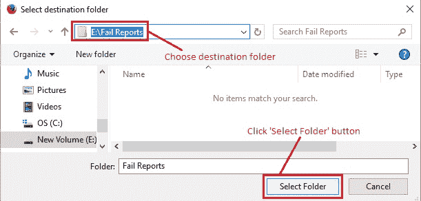 Destination folder