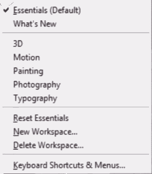 Workspace In PhotoShop