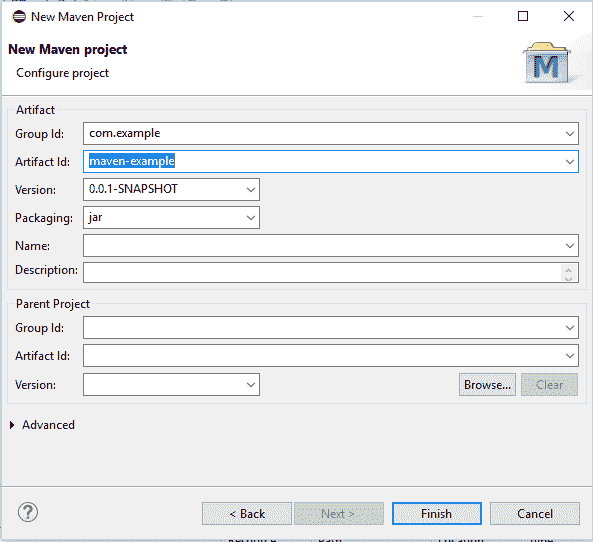 Fill Maven artifact information like groupID and artifactID. 