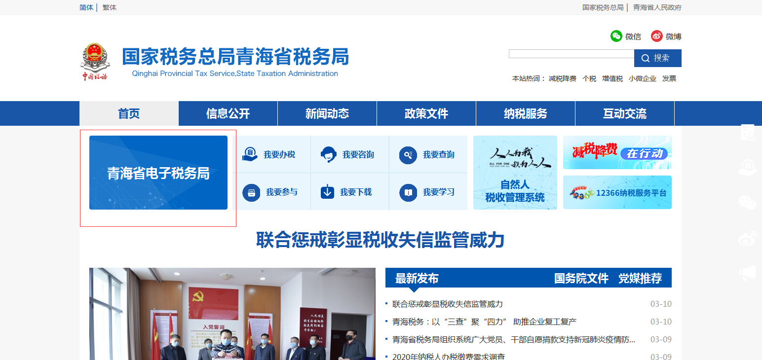 以打开国家税务总局青海省电子税务局首页