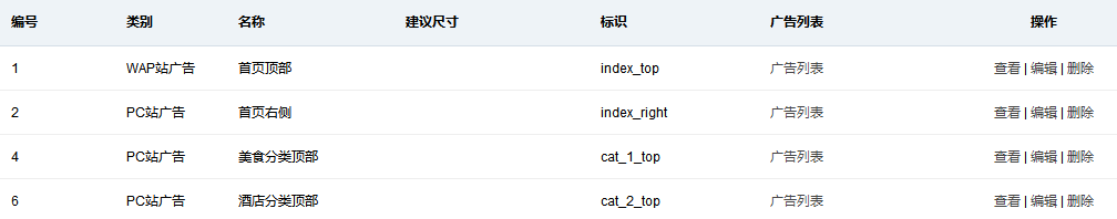 广告分类列表