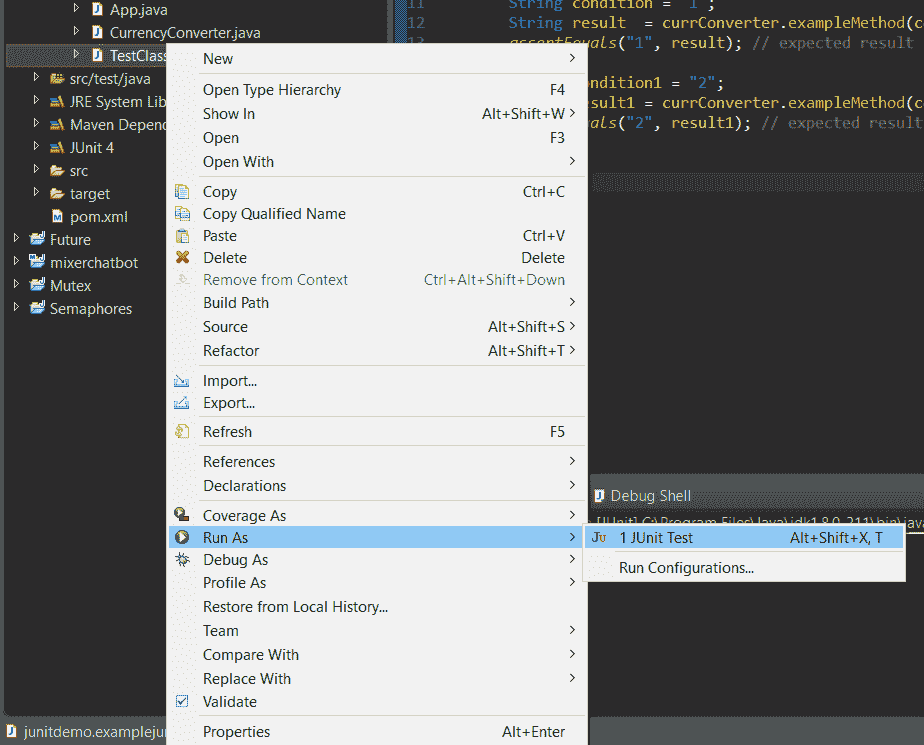Run As Junit Eclipse