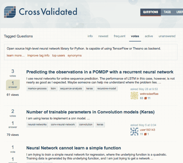 Keras tag on CrossValidated