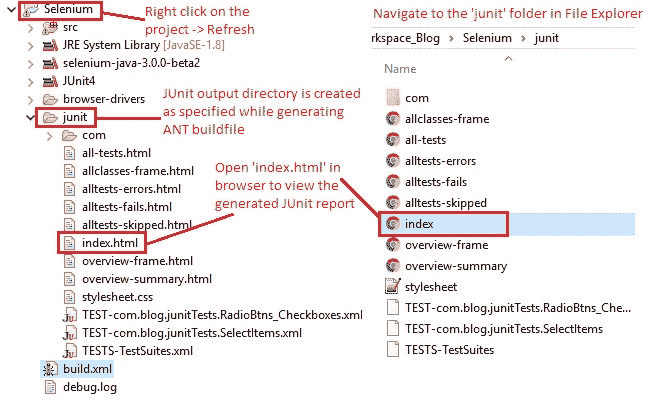 Report in JUnit folder