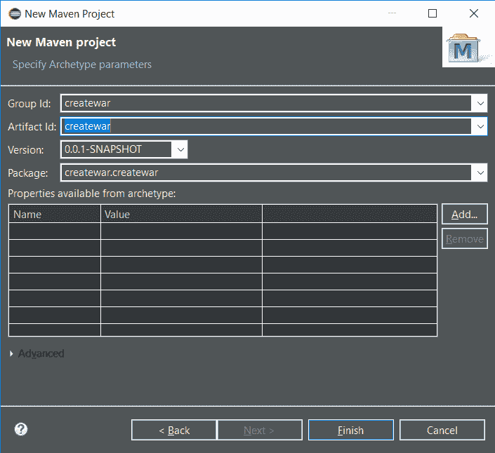 How to generate WAR file using Maven java example