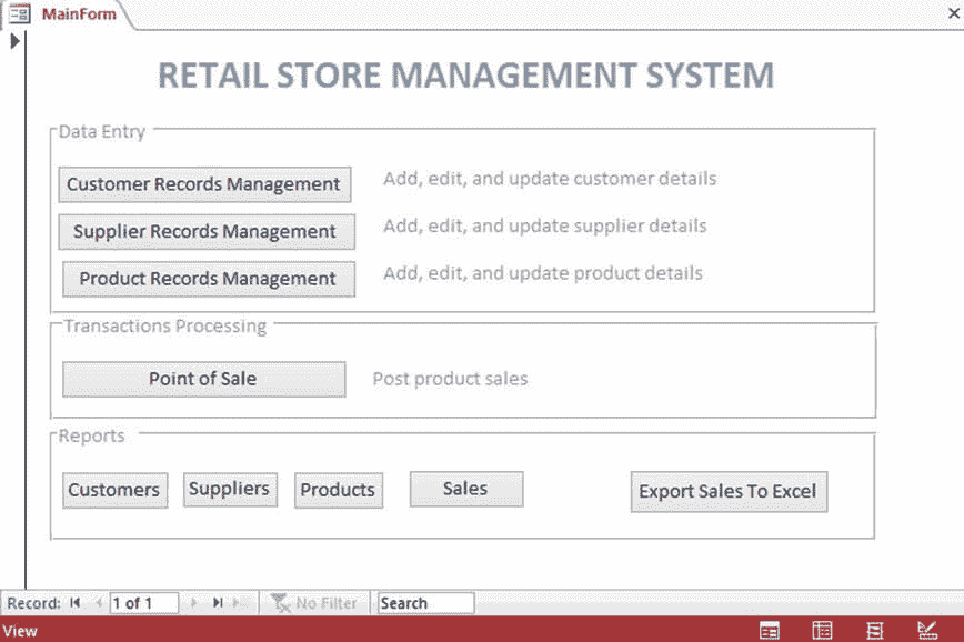 Decision Support System (DSS): Demo PoS for a Retail Store
