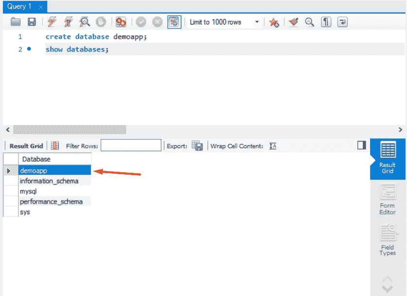 show databases mysql java spring