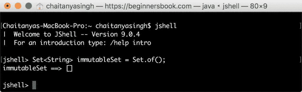 Creating Empty Set in Java 9 using Factory Methods