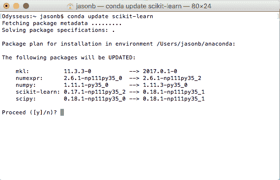 Update scikit-learn in Anaconda