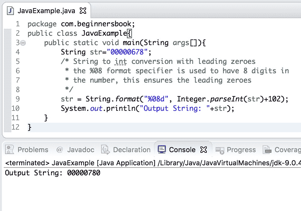 Java String to int conversion - leading zeroes example
