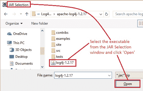JAR selection window