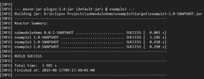 maven project java how to package build success