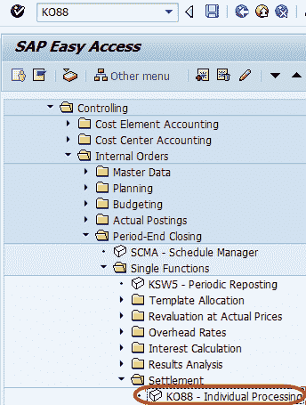 Settlement of Internal Orders Tutorial: KO02 & KO88 in SAP