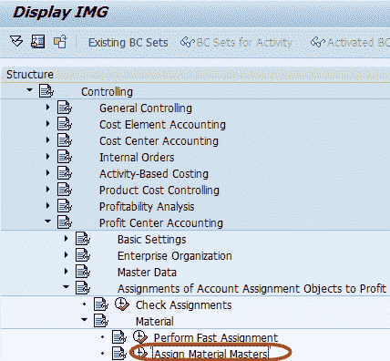 How to assign materials to Profit Center in SAP